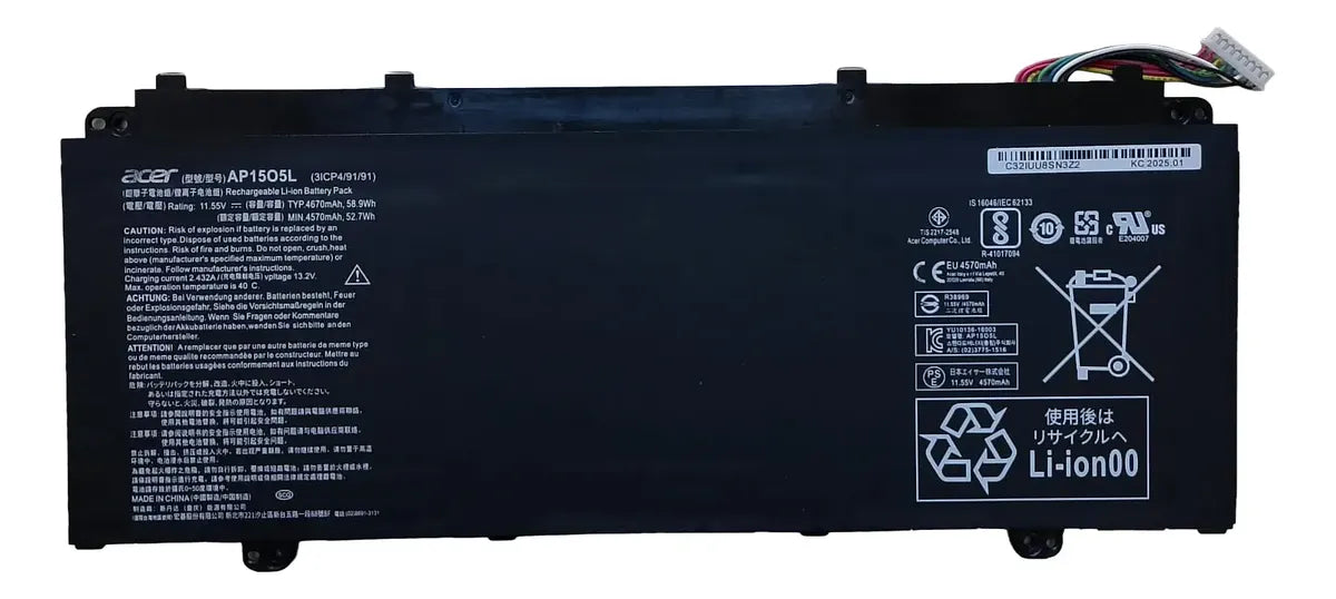 BATERIA ORIGINAL AP1505L Acer Aspire S13 S5-371 Chromebook R13 CB5-312T 3ICP4/91/91
