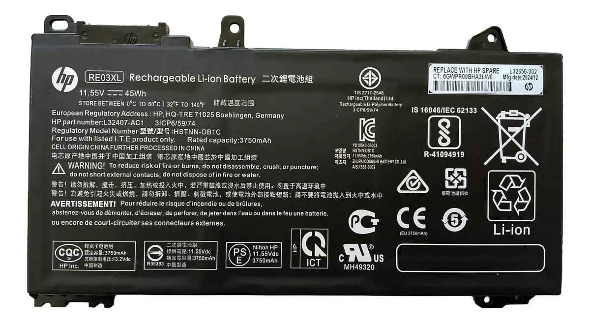 BATERIA ORIGINAL RE03XL HP ProBook 430 440 445 450 455R G6 G7 HSTNN-DB9N