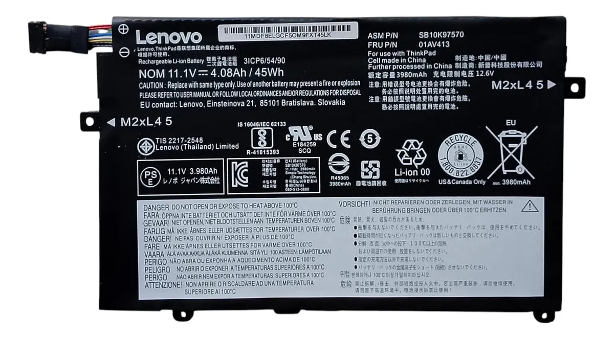 BATERIA ORIGINAL 01AV413 LENOVO THINKPAD E470 E470C E475 01AV411 01AV412
