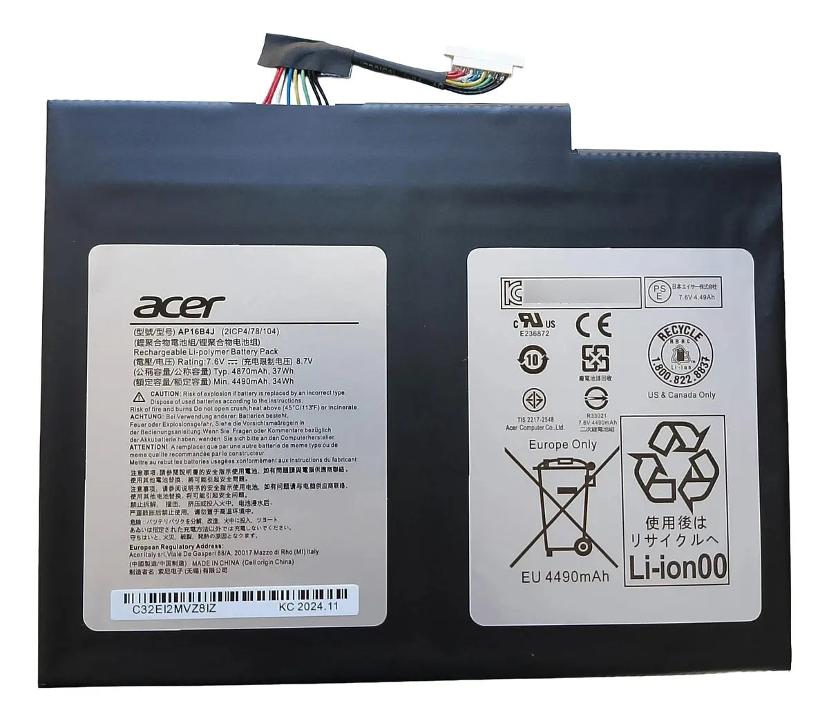 BATERIA ORIGINAL AP16B4J Acer Switch Alpha 12 SA5-271 5 SW512-52P SW713