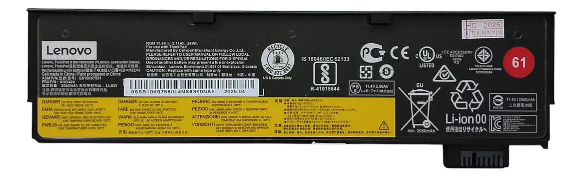 BATERIA ORIGINAL 01AV424 LENOVO THINKPAD T470 T480 T570 01AV423 01AV425