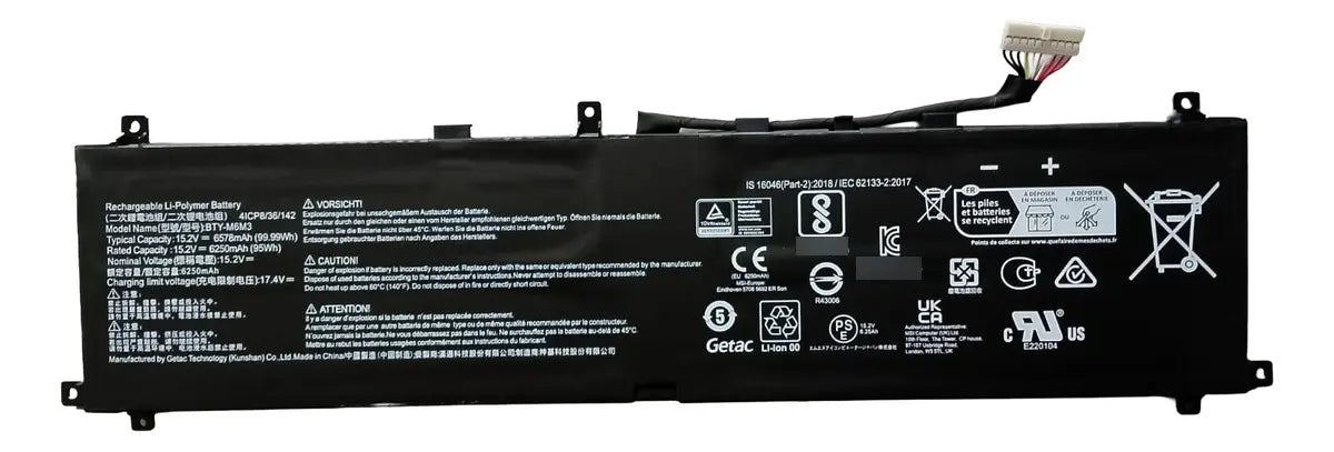 BATERIA ORIGINAL BTY-M6M3 MSI Raider GE68HX GE78HX MS-15M1/15M2 MS-17S1/17S2