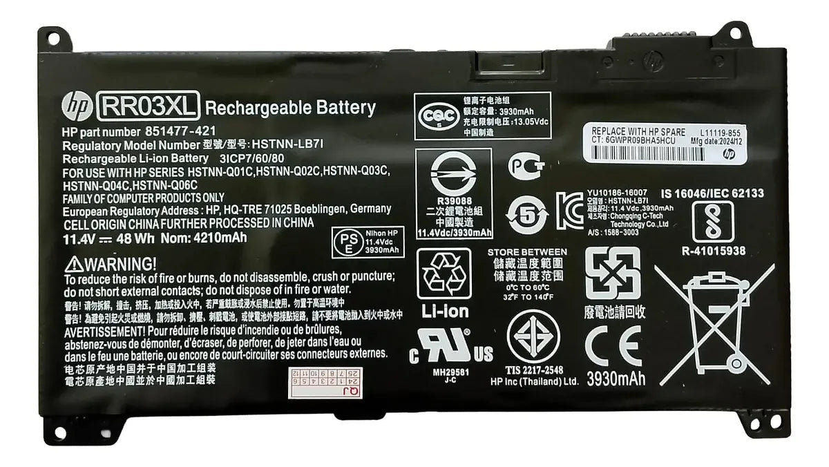 BATERIA ORIGINAL RR03XL HP ProBook 430 440 450 455 470 G4 G5 851477-421