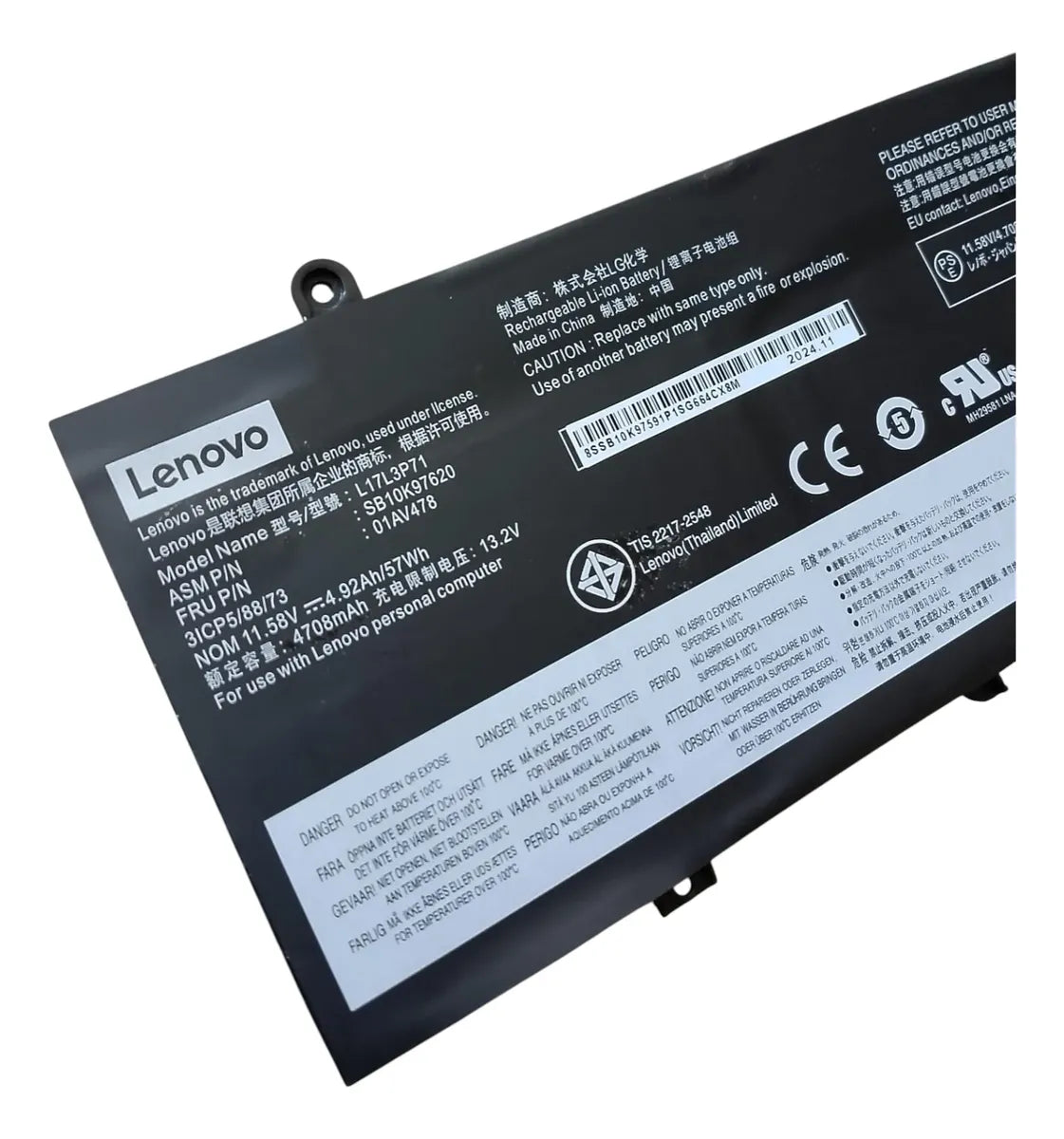BATERIA ORIGINAL L17L3P71 LENOVO THINKPAD T480s 57 WH 01AV478 01AV480 L17M3P71