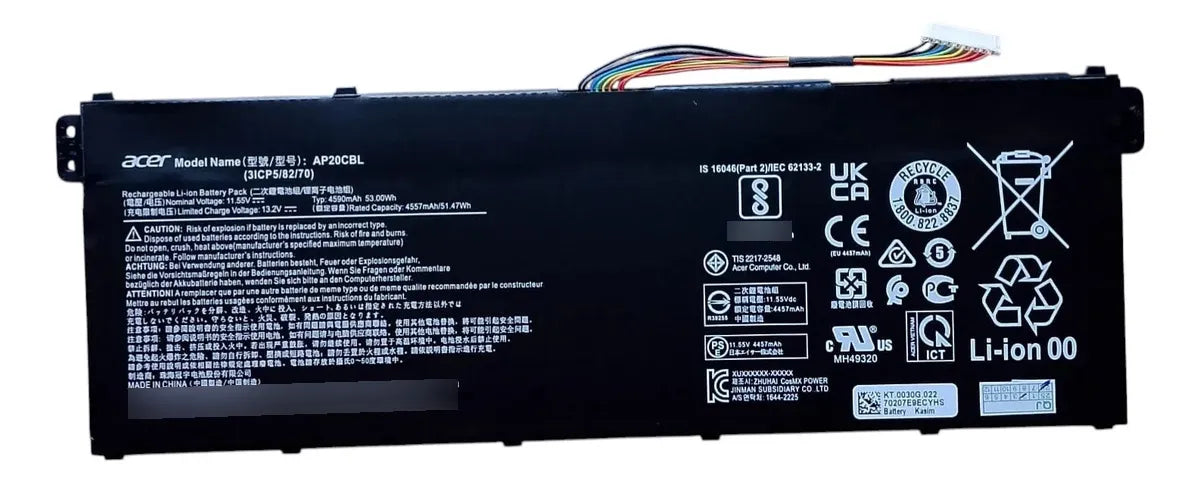 BATERIA ORIGINAL AP20CBL ACER ASPIRE 5 A515-45 SWIFT 3 SF314-511 SERIE 43