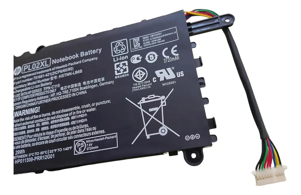 BATERIA ORIGINAL PL02XL HP Pavilion 11-n x360 11-n010dx 751875-001 751681-421