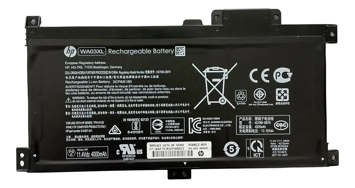 BATERIA ORIGINAL WA03XL HP Pavilion X360 15-BR036TX HSTNN-LB7T 916812-855