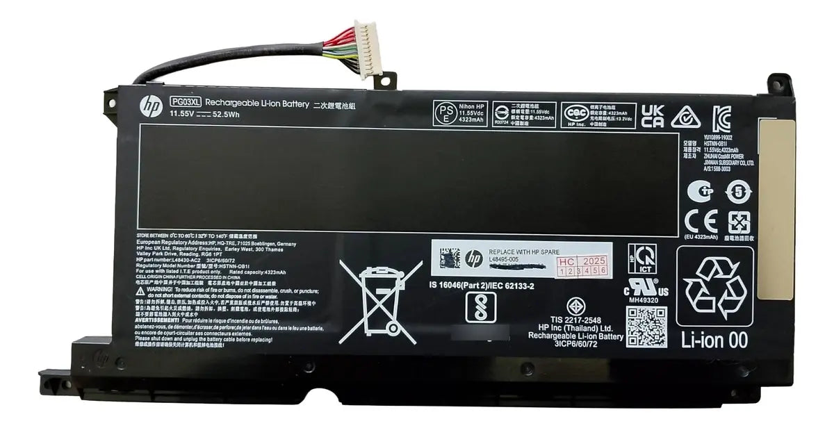 BATERIA ORIGINAL PG03XL HP PAVILLION GAMING 15-DK L48430-AC1 L48495-005 52.5 WH