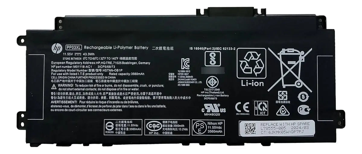 BATERIA ORIGINAL PP03XL HP Pavilion 13 14 X360 HSTNN-LB8 L83388-421