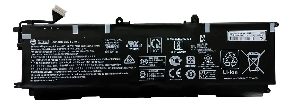 BATERIA ORIGINAL AD03XL HP Envy 13-AD Series HSTNN-DB8D 921409-2C1 921439-855
