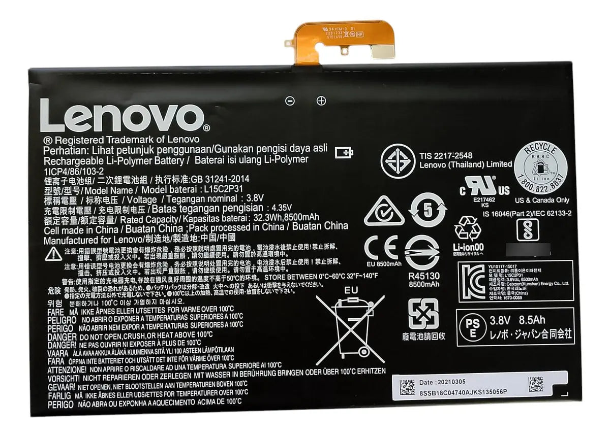 BATERIA ORIGINAL L15C2P31 Lenovo Yoga Book YB1-X90F YB1-X91F YB1-X91L
