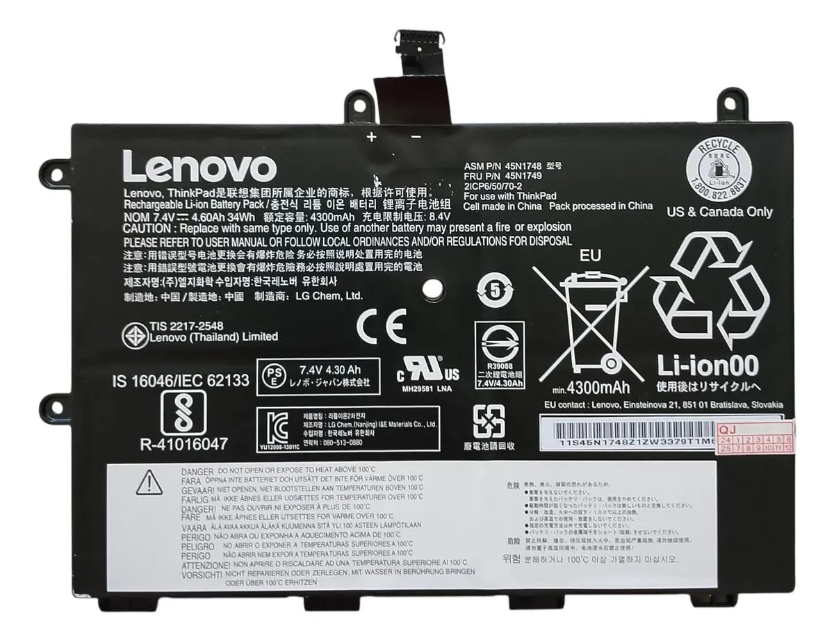BATERIA ORIGINAL 45N1748 45N1749 Lenovo ThinkPad Yoga 11E 45N1750 45N1751