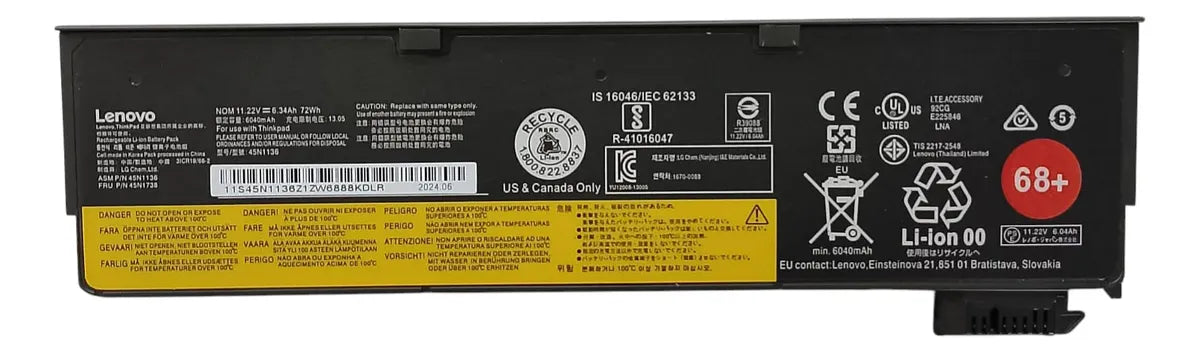 BATERIA ORIGINAL 45N1136 LENOVO THINKPAD X240S X250 X260 T450S 68+ 45N1738&nbsp;