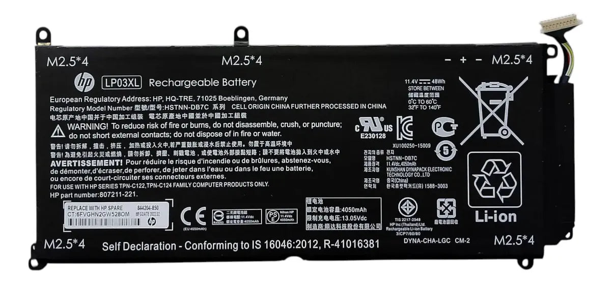 BATERIA ORIGINAL LP03XL HP ENVY 15-ae HSTNN-DB7C 804072-241 807417-005