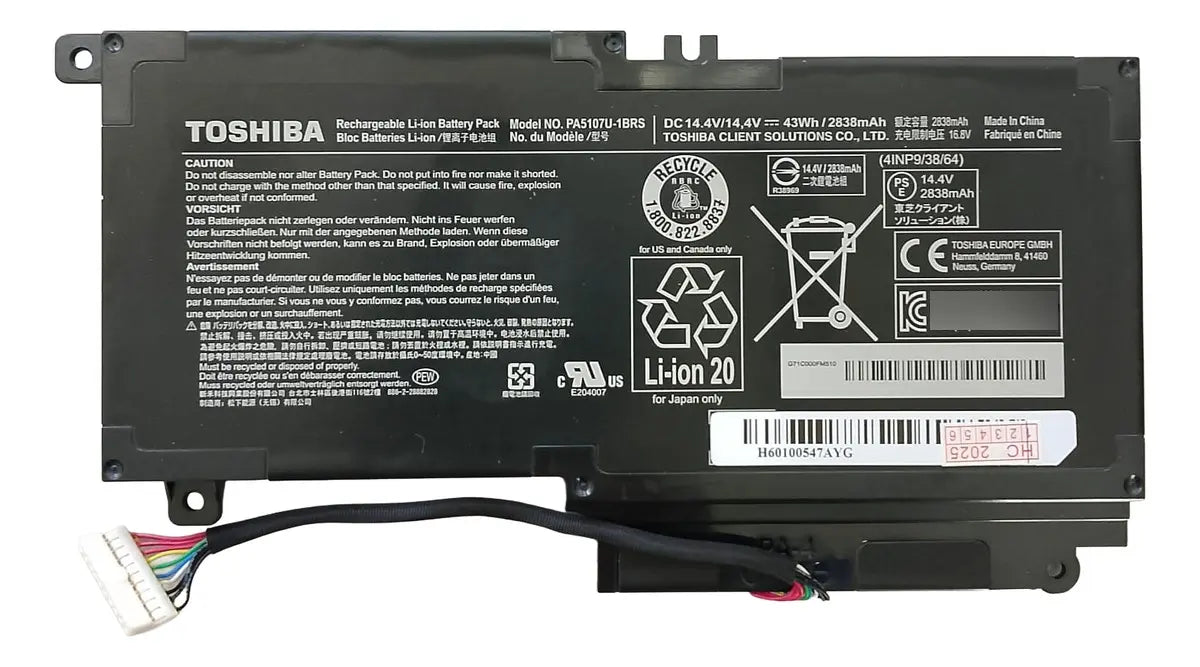 BATERIA ORIGINAL PA5107U-1BRS Toshiba Satellite P50 P55 L50 L55 S55t P55 L45D