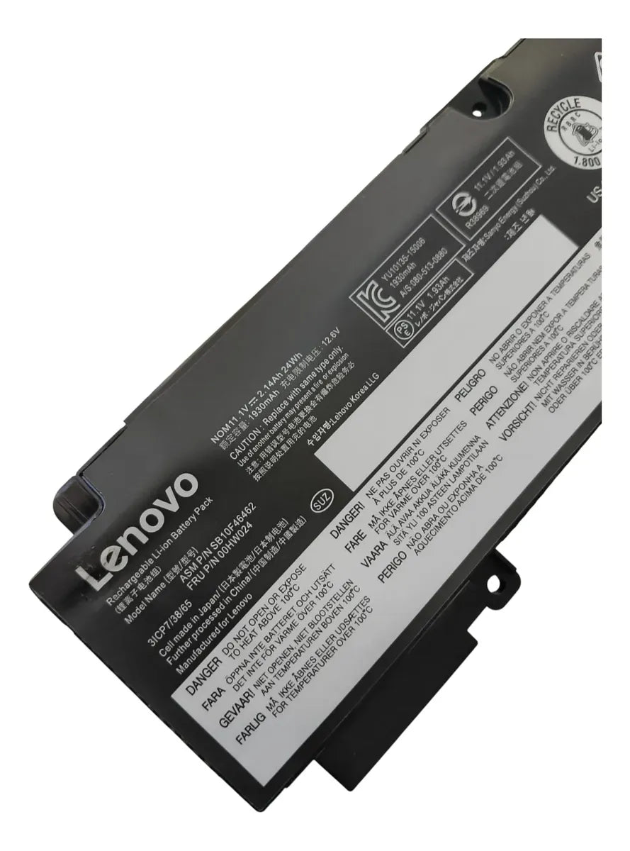 BATERIA ORIGINAL 00HW024 LENOVO THINKPAD T460S T470S 01AV405 01AV406 01AV407