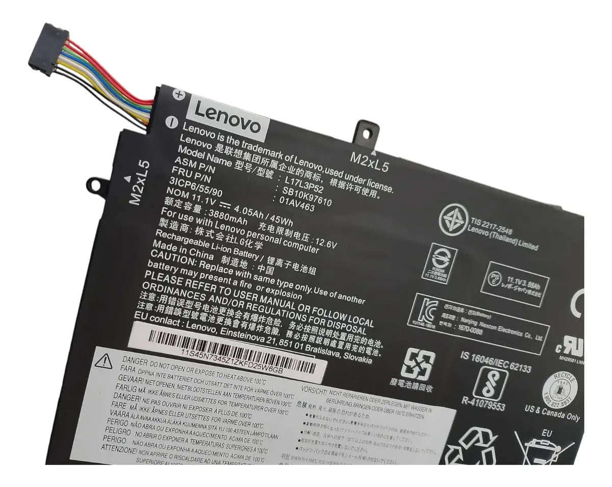 BATERIA ORIGINAL L17L3P52 LENOVO THINKPAD L480 L580 SB10K97610 01AV463 L17C3P52